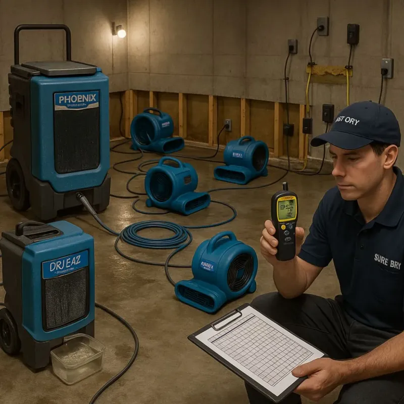 Structural Drying and Dehumidification process in Marlborough, MA